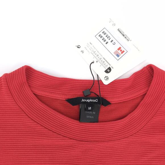 Desigual Eco Adjustable Red Ribbed Love Olympia Sweatshirt Top - US Size S - NEW - Picture 4 of 16